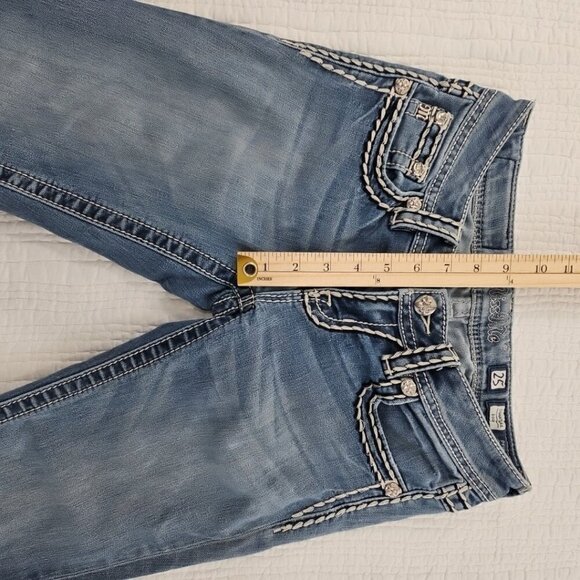 Miss Me Women’s Jeans Size 25 Signature Rise Boot Cut Denim Rhinestone Contrast - Picture 6 of 16